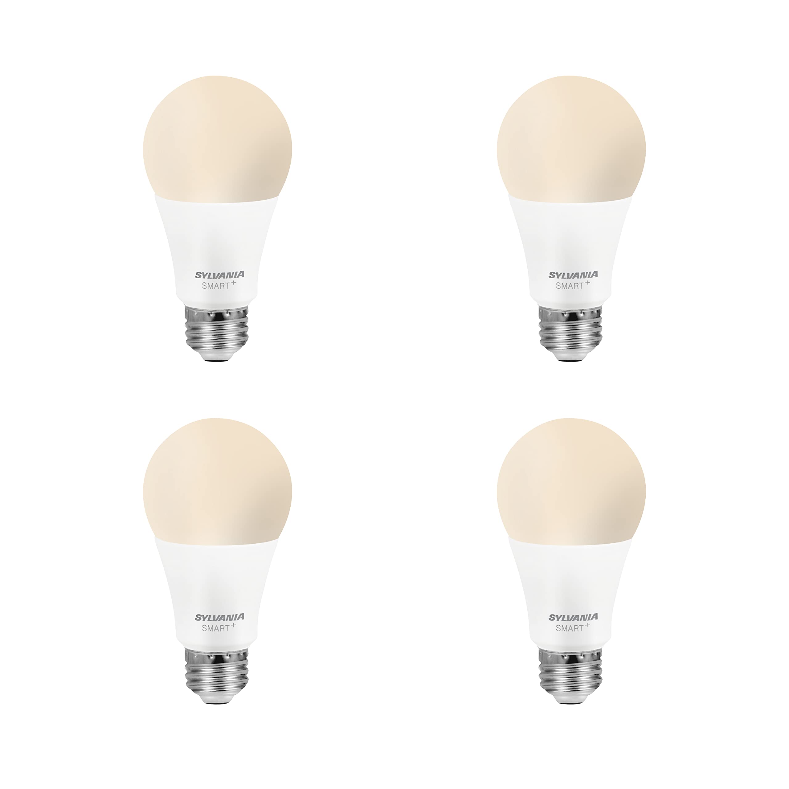 LEDVANCE Sylvania Smart Light Bulb, Bluetooth Mesh LED Bulb, Compatible with Alexa & Google Home, A19, 60W Equivalent, E26, Soft White - 4 PK [2022 Model] (75843)