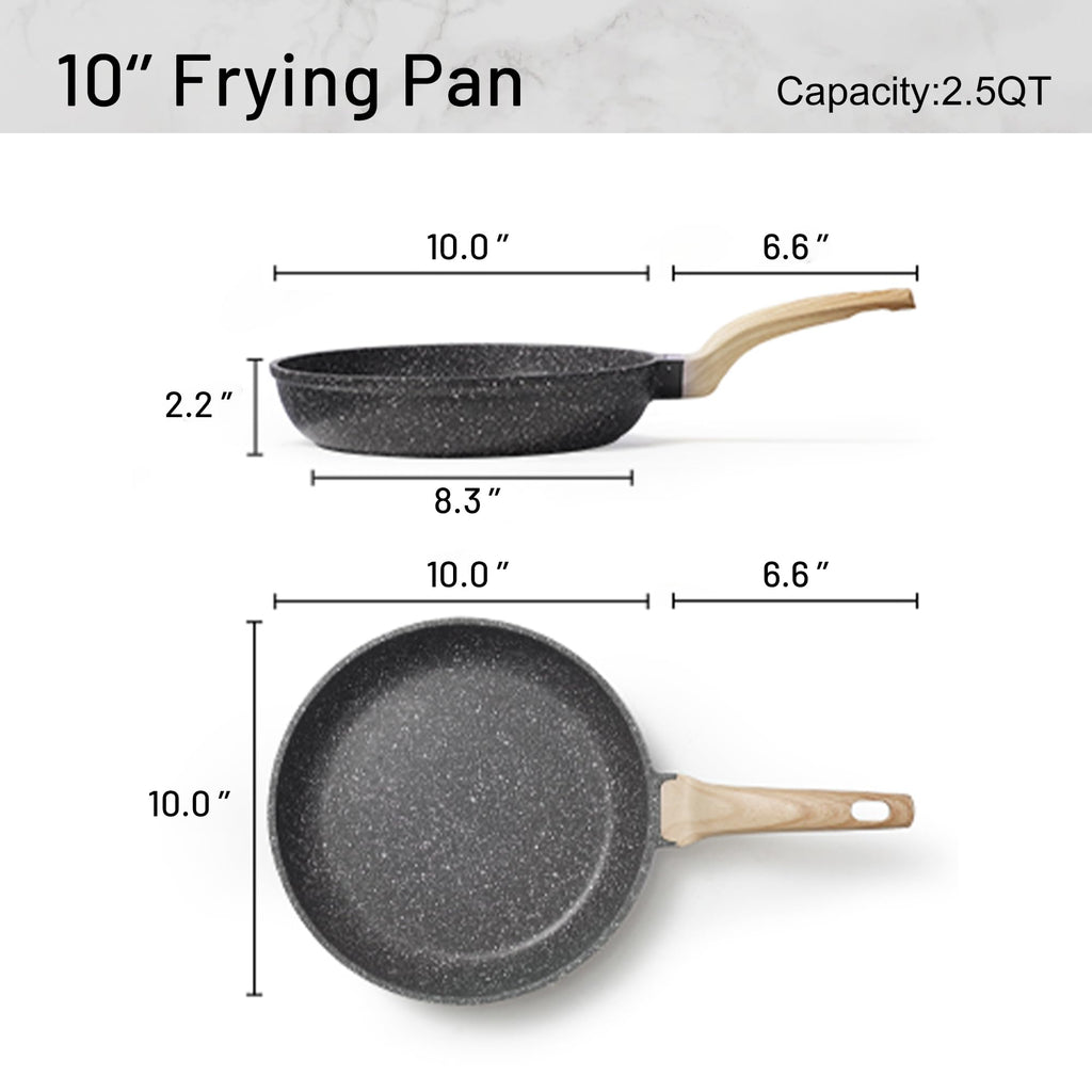 CAROTE 10 inch Non Stick Black Frying Pan Skillet, PFOA-Free