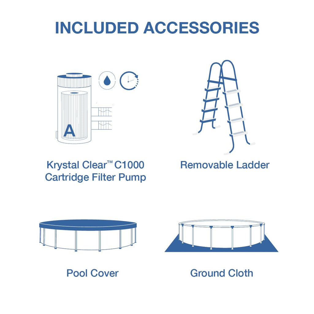 INTEX Metal Frame 15 ft x 48 in Above Ground Pool Set, Round Swimming ...