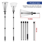 PEAKCLOUDS Adjustable Metal-Leaf Rake with Telescopic Handle - Lawn & Garden Tool for Grass, Leaves & Shrubs - Heavy Duty Yard Rake for Adults, Women & Kids
