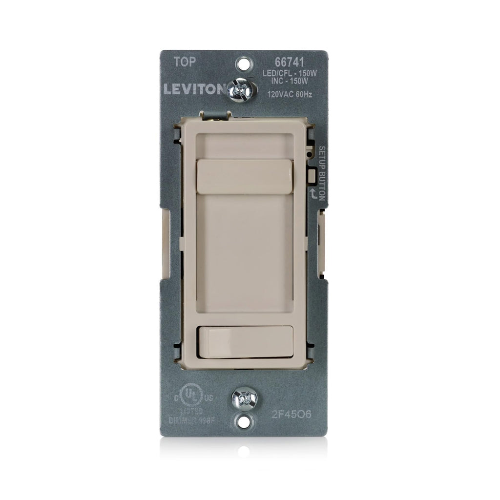 Leviton SureSlide LED Advanced Dimmer Switch for 150W Dimmable LED, Halogen and Incandescent Bulbs and Fixtures, 66741-T, Light Almond