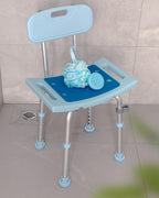 Shower Chair with Back for Elderly Seniors,Shower Stools and Benches for Adults,Bath Chair Shower Benches for The Disabled,Shower Seats,Blue Tub Chair