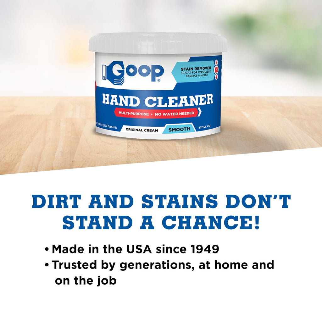 GOOP Original Multi-Purpose Waterless Hand Cleaner and Stain Remover - 14 oz Can (Pack of 2)