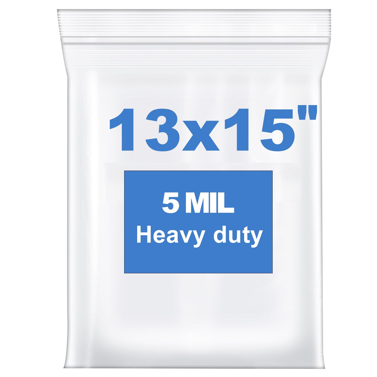 Somoga 20 PCS 13" x 15" Thick 5 Mil Large Clear Zip Poly Bags Plastic Reclosable Zip Seal Lock Bags Heavy-Duty 2 Gallon Clothing T-Shirts Shoes Toys Zipper Bag