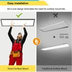 AIKVSXER 2PACK 1x4 LED Flat Panel Light Surface Mount Ceiling Light Black, 5500LM 50W TRIAC 10-100% Dimmable, 3000/4000/5000k Selectable 120V LED Light Fixture for Kitchen/Laundry/Garage