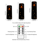 Sasigeiaa Flameless Candles with Embedded Star String - Battery Operated LED Candles, with Remote,12 Black Flickering Candles for Christmas, Weddings, Home Decor & Party,(D 2.3"×H 5" 6" 7")