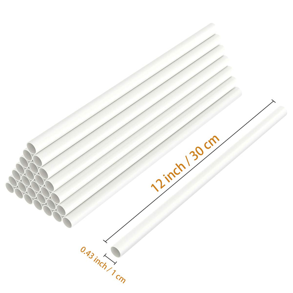 FurRain White Plastic Cake Dowel Rods for Tiered Cake Construction and Stacking Supporting Cake Round Dowels Straws with 0.4 Inch Diameter (12 Inch)