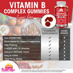 Sugar Free Vitamin B Complex Gummies - Vitamin B12, B7, B6, B3 (Niacin), B5, B8, B9 (Folate)- Third Party Tested- Prenatal, Vegan Diet, Older Adults - B Complex Vitamin Supplement- 60 Gummy Bottle
