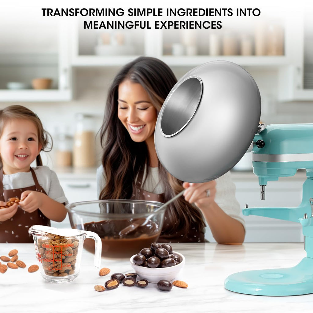 Aieve Snack Coater Compatible with KitchenAid Bowl-Lift Stand Mixer for Making Chocolate Covered Almonds, Pistachio, Peanut, Freeze Dried Strawberry, Raisin, Macadamia Nuts and Blueberry