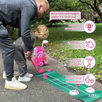 Liberry Toddler Golf Set with Putting Mat for 2 3 4 Years Old Boys Girls, Upgraded Kids Golf Cart with Unique Shoulder Strap Design, Indoor and Outdoor Golf Toys Gifts (Pink)