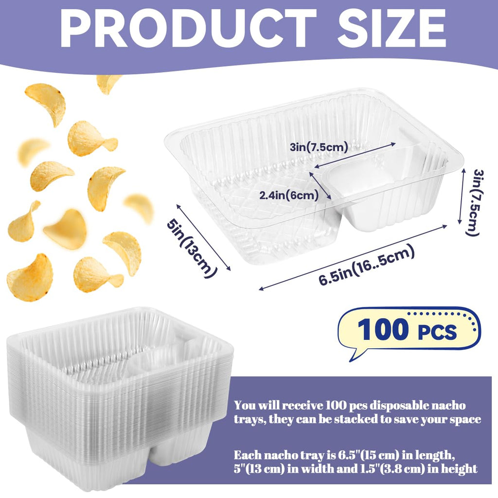 zandfelo 100 Pcs 12oz 6.5''x5'' Plastic Nacho Trays