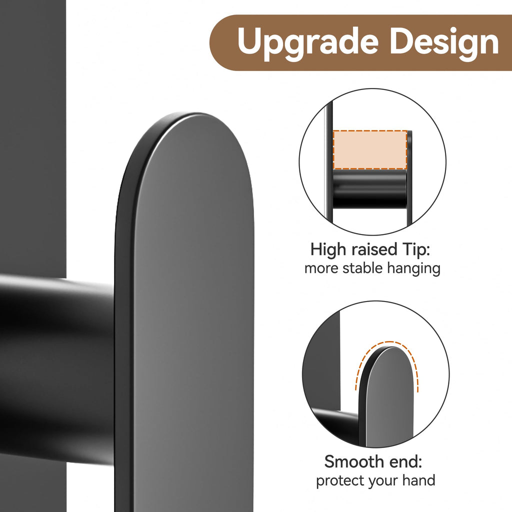 pickpiff Adhesive Towel Hooks for Bathroom: 20LB Extra Strong Wall Hanger for Shower Kitchen RV Dorm Apartment, Black 4 Pack