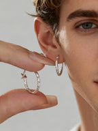 S925 Sterling Silver Minimalist Geometric Twist Circle Hoop Earrings - Durable, Hypoallergenic, and Nickel-Free Jewelry (silver, 20mm)