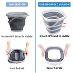 2 Pack Collapsible Buckets 10L 2.6 Gallon Cleaning Bucket Mop Bucket Folding Foldable Portable Small Plastic Water Supplies for Outdoor Garden Camping Fishing Car Wash Space Saving Square Grey Blue