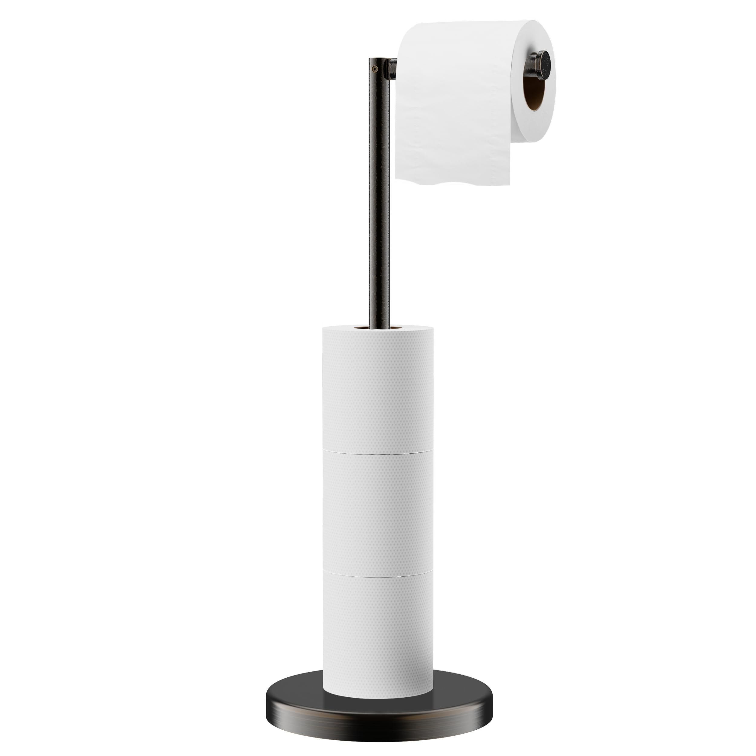 FORIOUS Toilet Paper Holder Stand, Modern Freestanding Tissue Roll Holder for Bathroom, Durable SUS 304 Stainless Steel and Weighted Base Toilet Paper Stand, Storage for 4 Rolls, Oil Rubbed Bronze