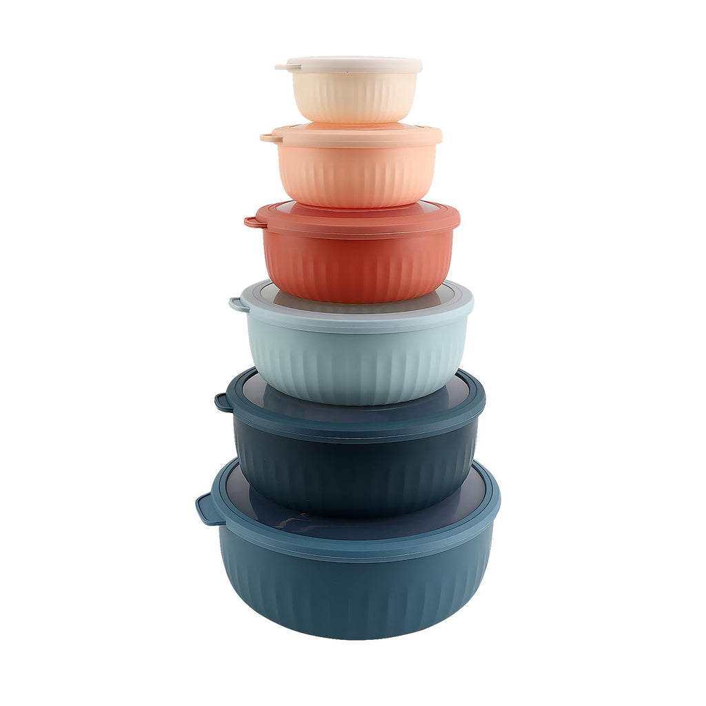 COOK WITH COLOR Prep Bowls with Lids- Wide and Deep Nesting Plastic Small Mixing Bowl Set with Lids, 12 Piece Set - Wide Bowls, Multicolor
