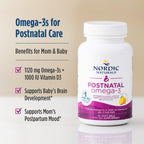 Nordic Naturals Postnatal Omega-3, Lemon - 60 Soft Gels - 1120 Total Omega-3 + 1000 IU Vitamin D3 - Formulated for New Moms; Supports Optimal Wellness, Positive Mood, Healthy Metabolism - 30 Servings