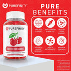 PUREFINITY Tart Cherry Gummies – Uric Acid Flush for Joint Relief & Recovery, Raw Juice Extract Antioxidant – Non-GMO, Gluten Free, Vegan, 60 Count (Pack of 2)