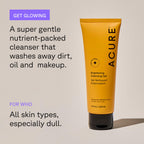 Acure Brightening Facial Scrub & Cleansing Gel Combo Pack - Exfoliating Face Wash & Gentle Daily Facial Cleanser for Radiant Skin with Sea Kelp, Pomegranate & Acai, 100% Vegan - 4 fl oz (2 Pack)