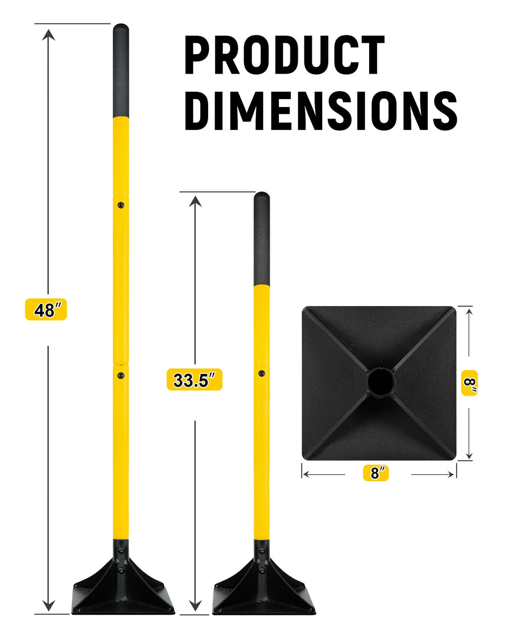 BlumeTrec 8"x8" Steel Tamper with 48" Handle, Heavy Duty Hand Compactor Tool for Leveling Soil, Gravel, Sand, Asphalt, Ground, Paver, Driveway, Garden, Yard and Blacktop Repair