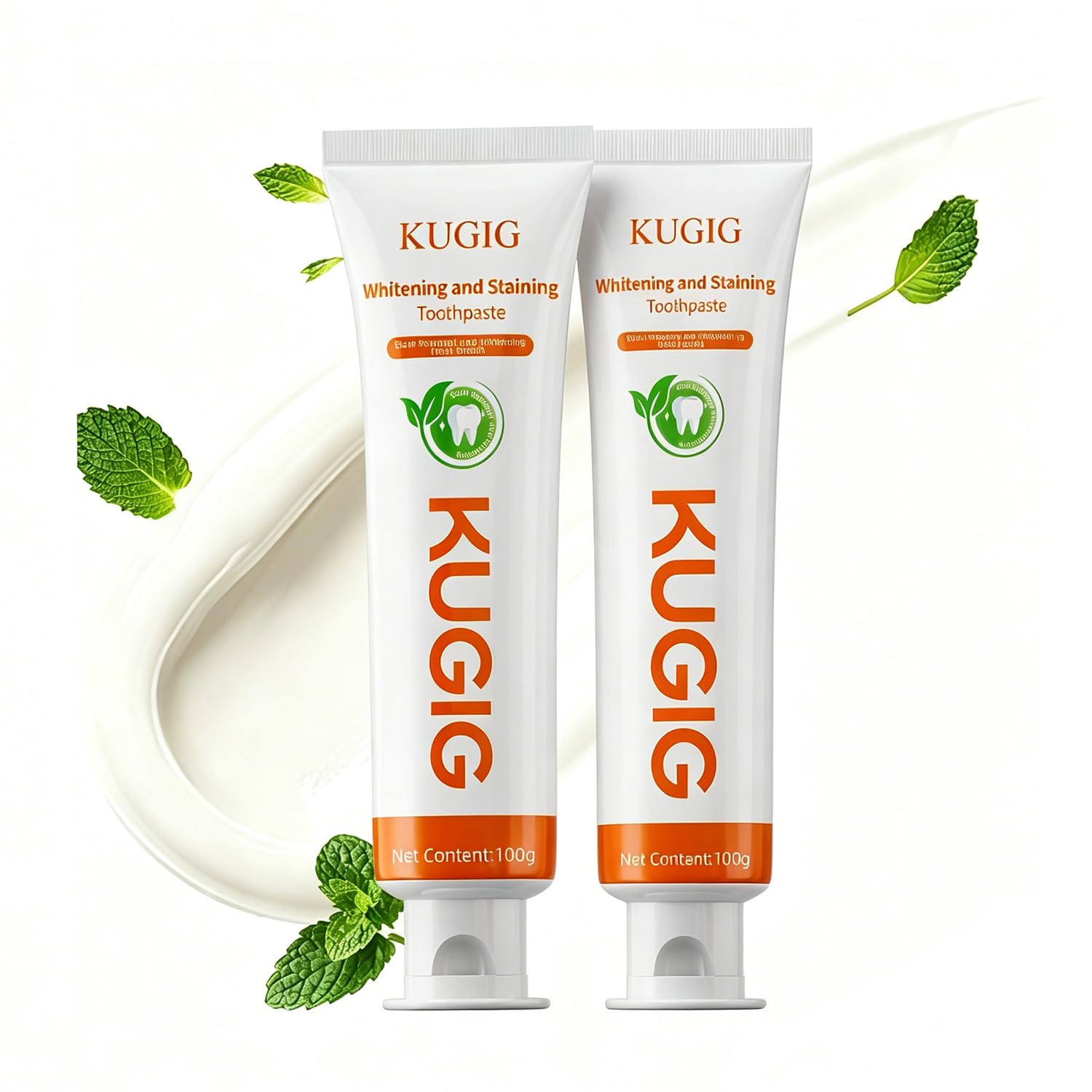 KUGIG Toothpaste Whitening Toothpaste, Helps Remove Surface Stains, Brighten Teeth, Freshen Breath and Support Daily Oral Care for a Cleaner Smile,3.5 Fl Oz (2 Pack)