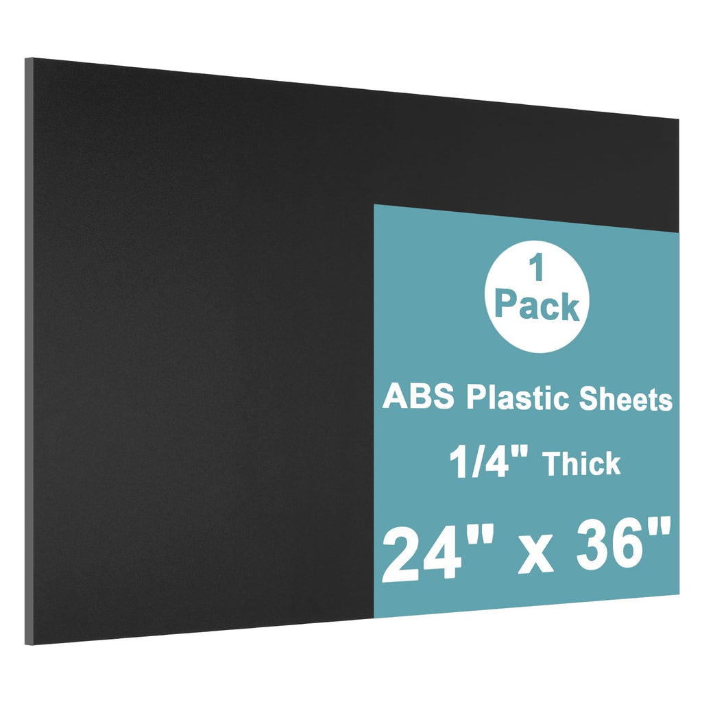 Lswteiz Black ABS Plastic Sheet 24" x 36" x 1/4" Thick Black Rigid Thermoplastic Sheet (Upgrade Surface) 6MM Flexible High Tensile ABS Moldable Plastic Panel for Crafts, DIY, Signs