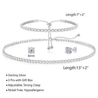 HAXIYA Tennis Necklace Set for Women Crystal Bracelet Imitation Diamond Earrings Wedding Jewelry for Bride Sterling Silver Plated Jewelry Sets Pack of 3 Gift