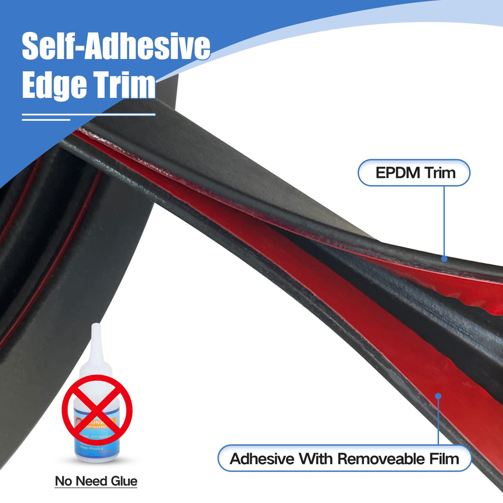 Rubber Edge Trim, Self-Adhesive Rubber Edge Trim, Edge Protector for Sheet Metal, EPDM Material, Fit 1/16"(1.5mm), Length 20Ft, Black Color