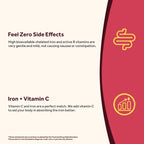 Doctor's Recipes Iron Supplement, Iron Bisglycinate with Vitamin C, B6, Folate & B12, Non-Constipating, Stomach Friendly, Gentle Iron Pills, 60 Vegan Caps