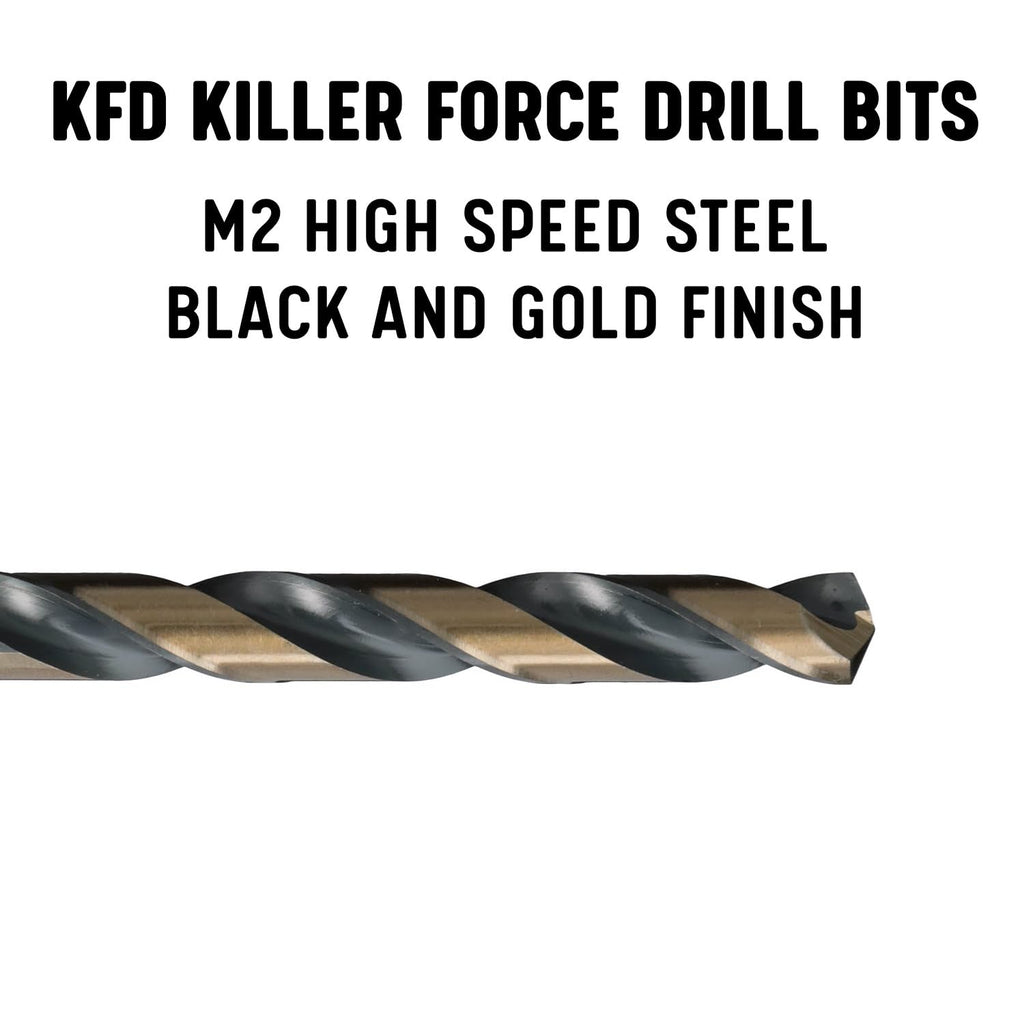 Drill America 3/8" High Speed Steel Black & Gold KFD Split Point Drill Bit (Pack of 6), KFD Series