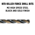 Drill America 3/8" High Speed Steel Black & Gold KFD Split Point Drill Bit (Pack of 6), KFD Series