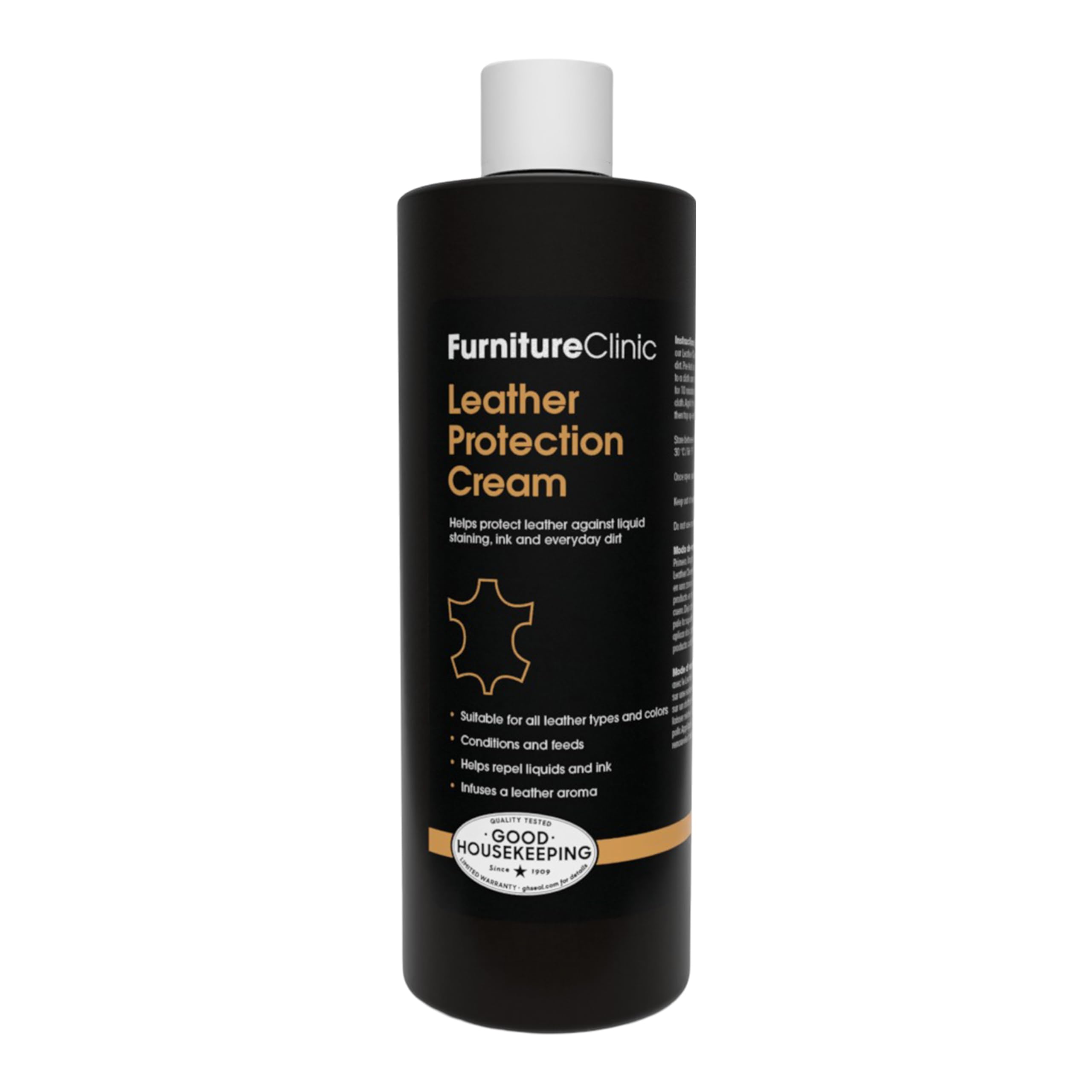 Furniture Clinic Leather Protection Cream | 2-in-1 Leather Conditioner & Waterproofing Protector for Furniture, Shoes, Car Seats & More | Prevent Stains while Nourishing | 17oz/ 500ml