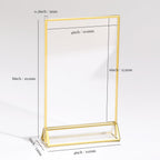UNIQOOO Acrylic Sign Holders with Golden Border, Portrait View, Pack of 12 | 4x6 Inches Double Sided Clear Frame, Perfect for Wedding reception, Centerpiece, Decoration, Party,Anniversary, Event