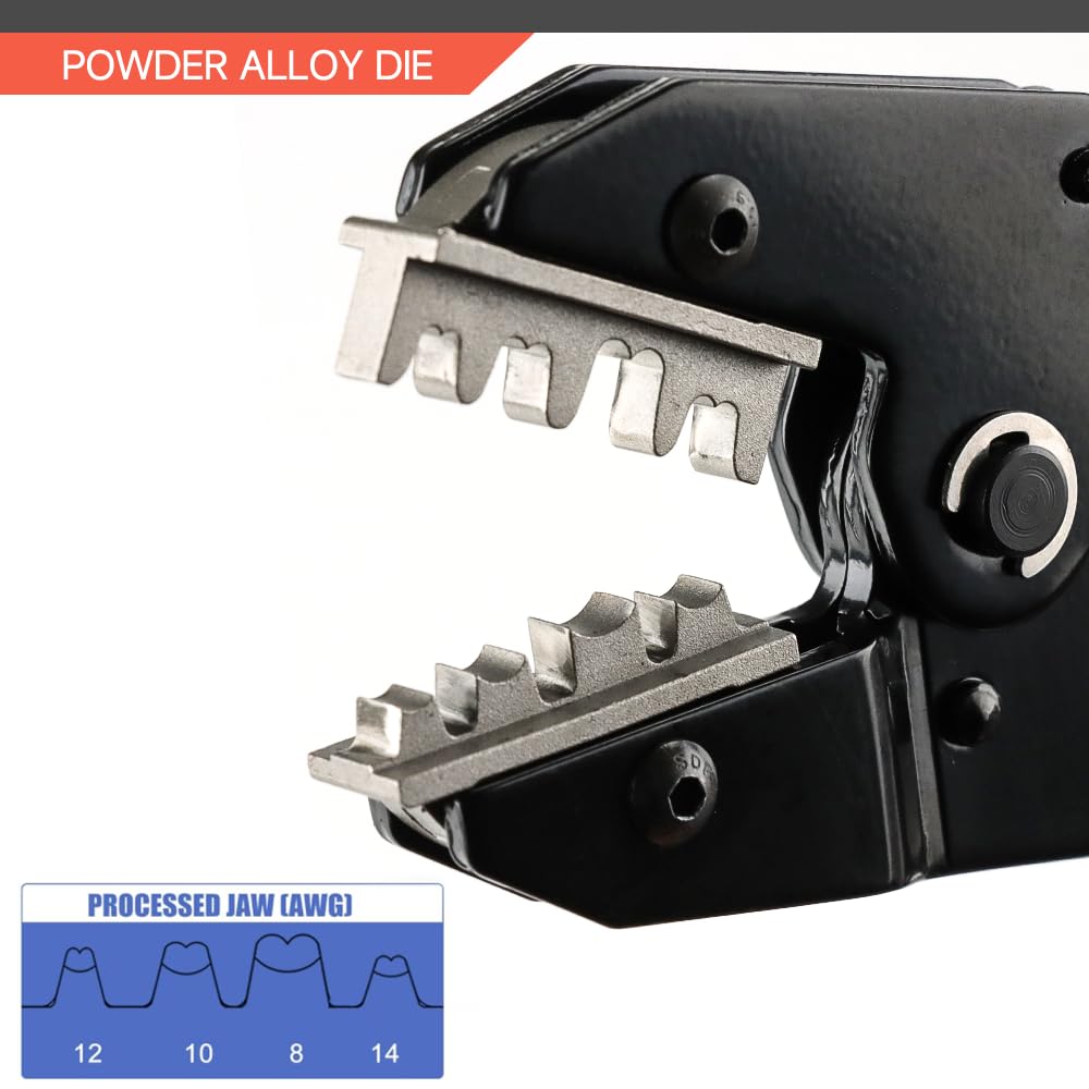 HKS Crimping Tool for Solar PV Cable Connectors - Ratcheting Wire Crimpers - AWG 14-8 (2.5-10mm²) - Ratchet Terminal Crimper - Electrical Crimping Tool
