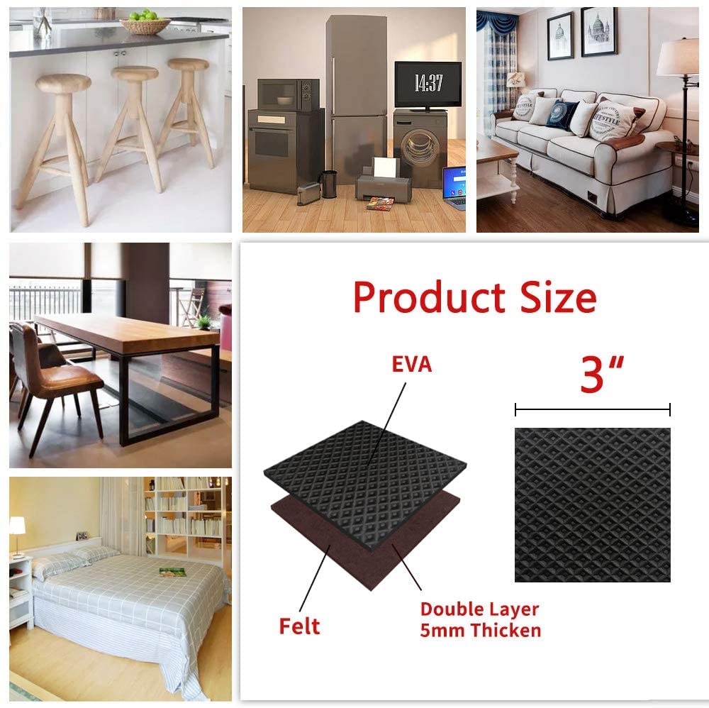 Yelanon Non Slip Furniture Pads -18pcs 3" Grippers Hardwood Floors, Non Skid for Furniture Legs,Self Adhesive Rubber Furniture Feet, Anti Slide Furniture Floors Protectors for Keep Couch Stoppers