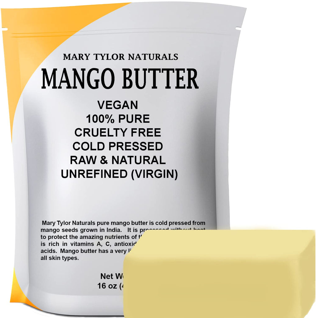 Mary Tylor Naturals Mango Butter 1 lb Cold Pressed, Unrefined,Raw Pure Mango Butter —