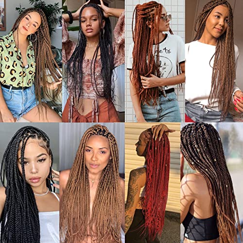 Unionbeauty Pre Stretched Braiding Hair 26 Inch 8 Packs Crochet Hair Copper Red Crochet Braiding Hair for Box Braids Dark Ginger Yaki Texture Hair Hot Water Setting Crochet Braid Hair Extension (350#)