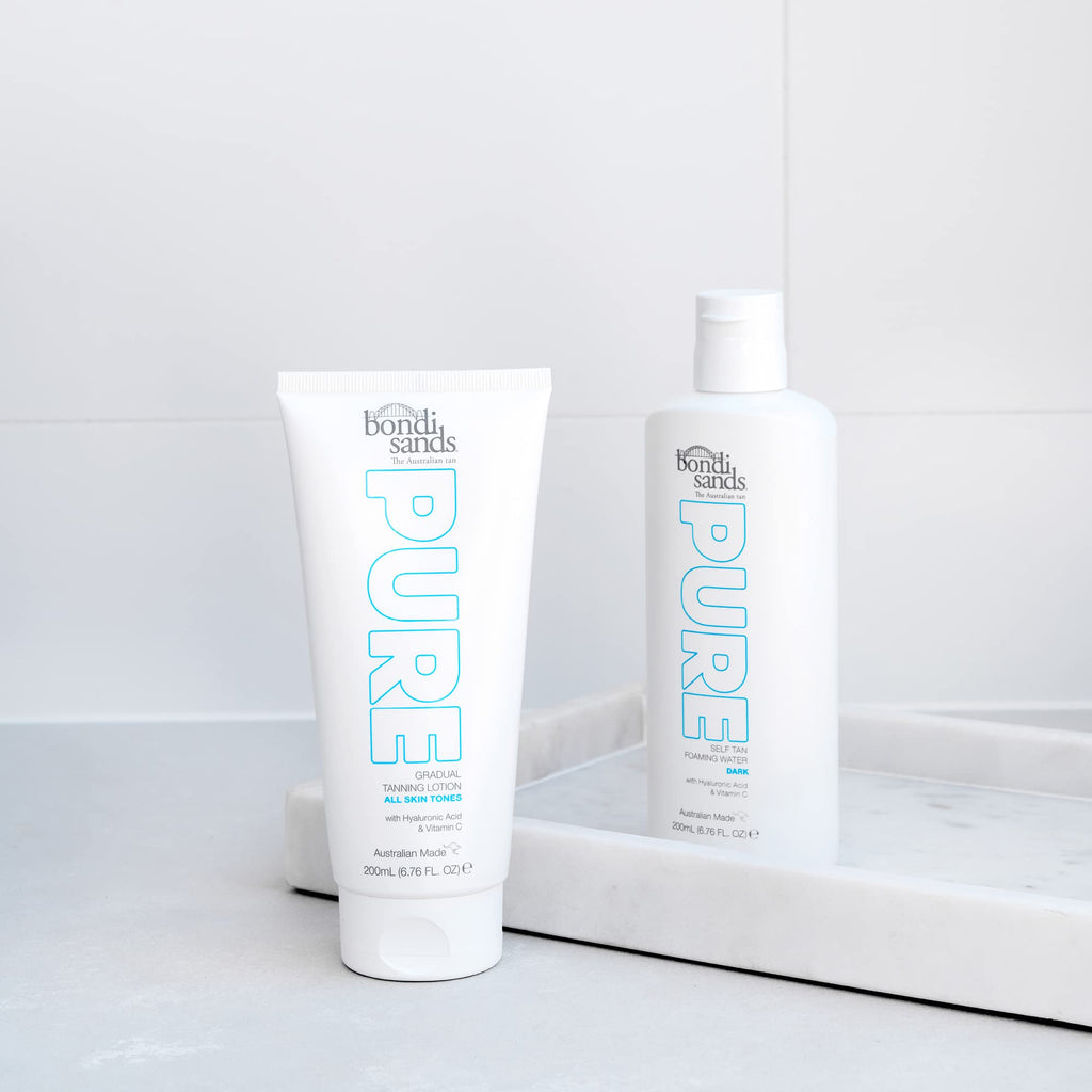 Bondi Sands PURE Gradual Tanning Lotion | Hydrates with Hyaluronic Acid for a Glowing Tan, Fragrance Free, Cruelty Free, Vegan | 6.76 Oz/200 mL