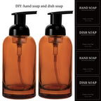 2 Pack Foaming Soap Dispenser, 12.7 Oz Thick Glass Pump, Amber