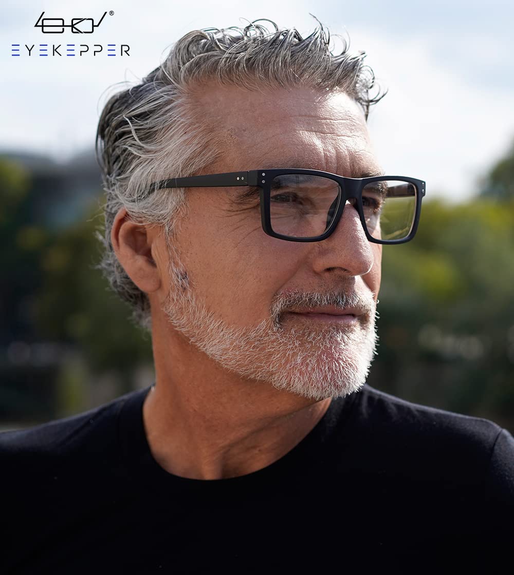 Eyekepper Oversized Reading Glasses Square Large Frame Readers for Men and Women - Black +0.50