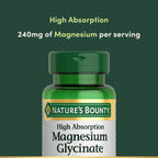 Nature’s Bounty High Absorption Magnesium Glycinate 240 mg for Supporting Muscle Relaxation and Bone, Heart & Nerve Health – Non-GMO, Gluten-Free, Vegetarian, 120 Count/60 Servings