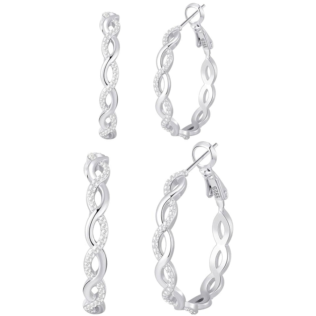 S925 Sterling Silver Hoop Earrings for Women Hypoallergenic Twisted Hoops