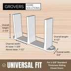 3-Pack Sliding Closet Door Floor Guide Bracket | Universal Fit for 1-3/8" Width Bypass Doors (Gray) | Grovers Home Solutions