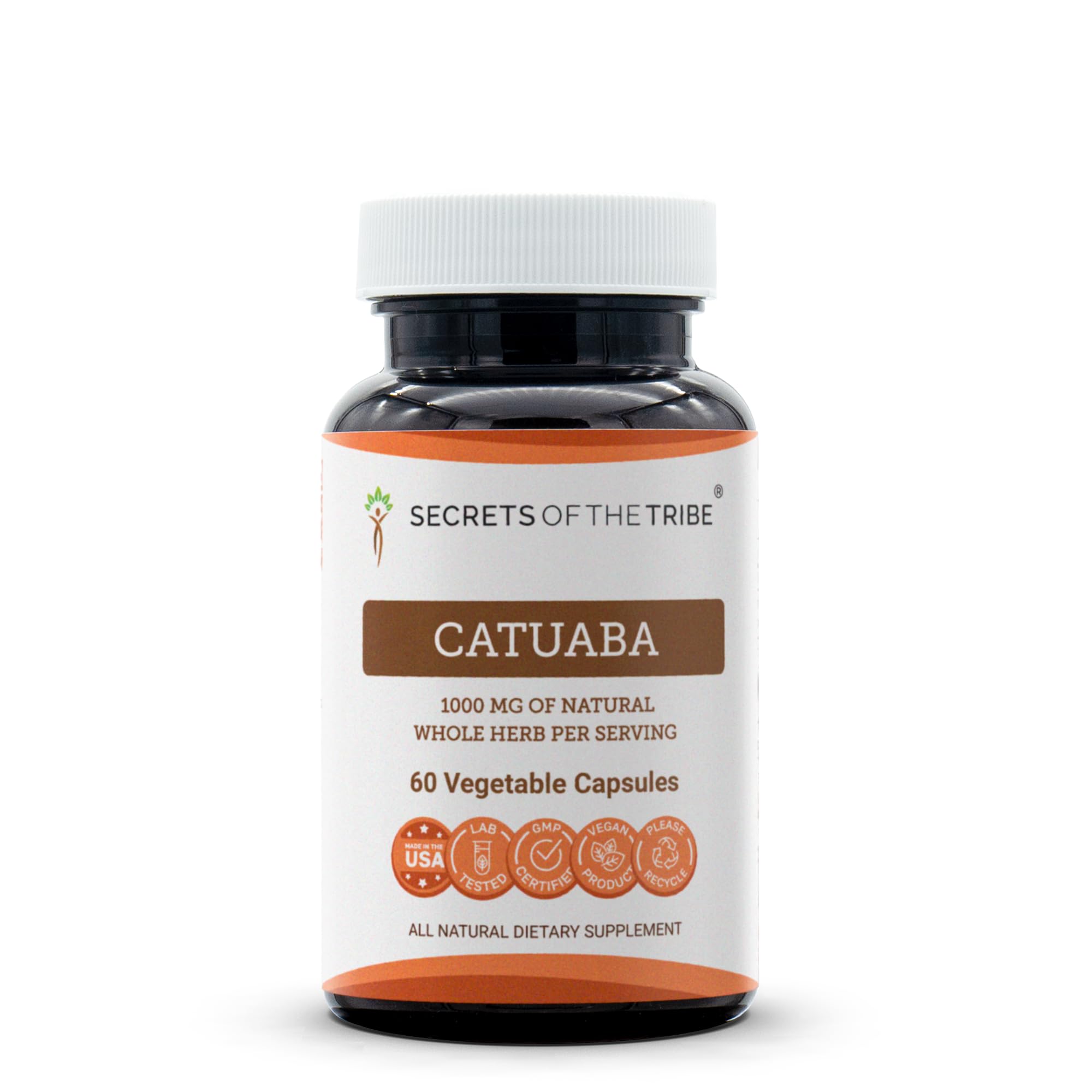 Secrets of the Tribe Catuaba 60 Capsules, 1000 mg, Wildcrafted Erythroxylum catuaba Dried Bark (60 Capsules)