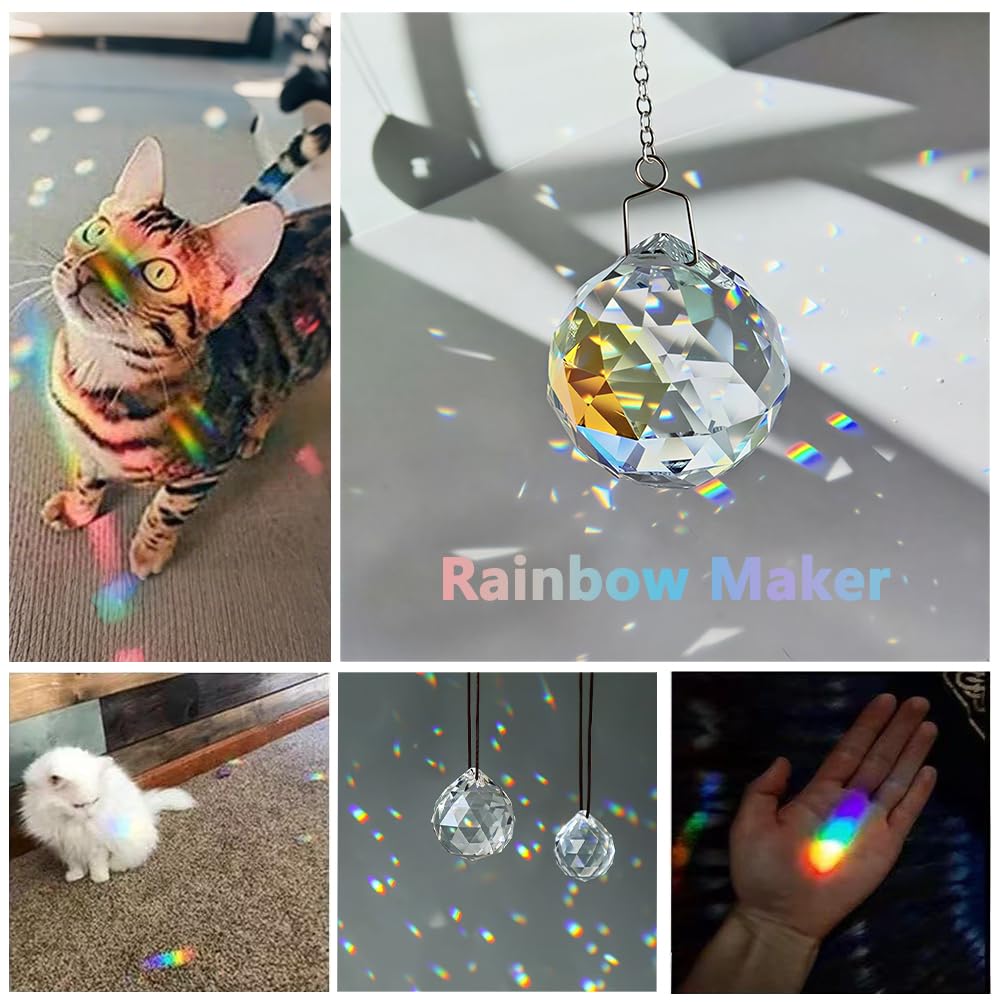 20 Pack 30mm Crystal Ball Prism Suncatcher Beads for Windows