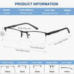 EYECEDAR 5 Pack Premium Blue Light Blocking Reading Glasses Men Metal Half Frame Spring Hinges Computer Readers for Men and Women 1.75