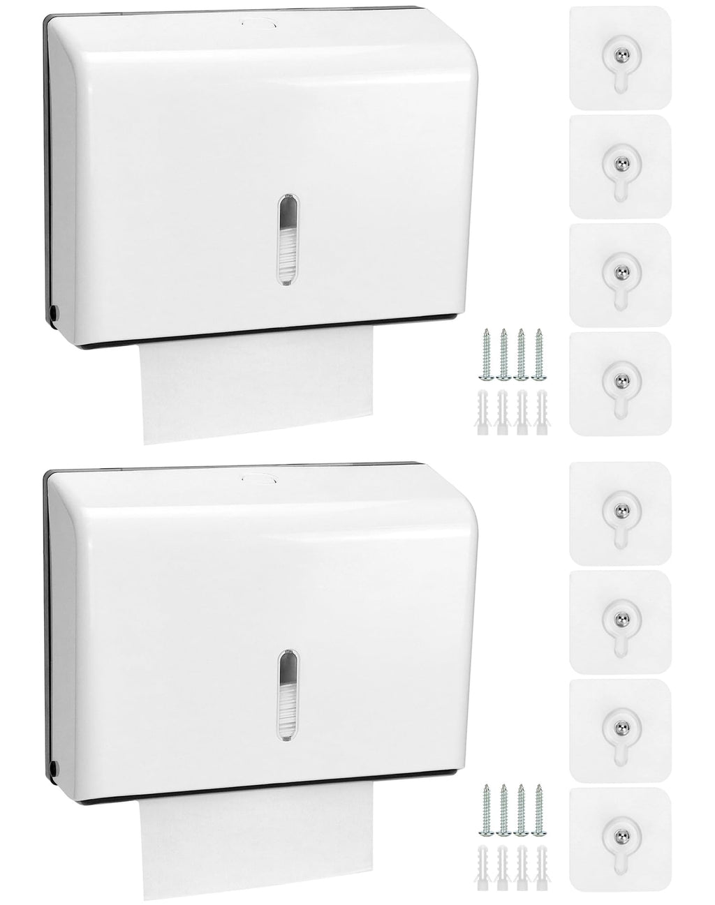 QWORK Wall Mount Paper Towel Dispenser 2 Pack – Tri-Fold Holder with Lock for Bathroom, Kitchen & Office