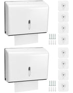 QWORK Wall Mount Paper Towel Dispenser 2 Pack – Tri-Fold Holder with Lock for Bathroom, Kitchen & Office
