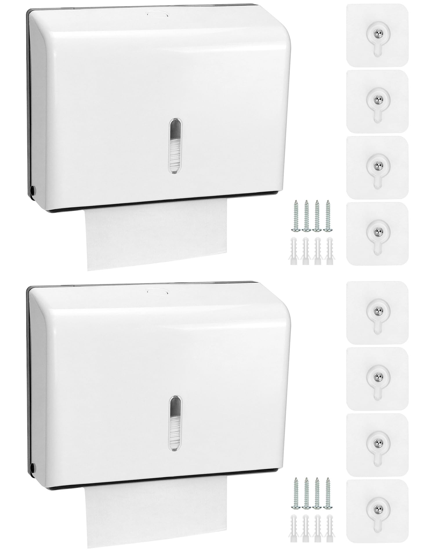 QWORK Wall Mount Paper Towel Dispenser 2 Pack – Tri-Fold Holder with Lock for Bathroom, Kitchen & Office
