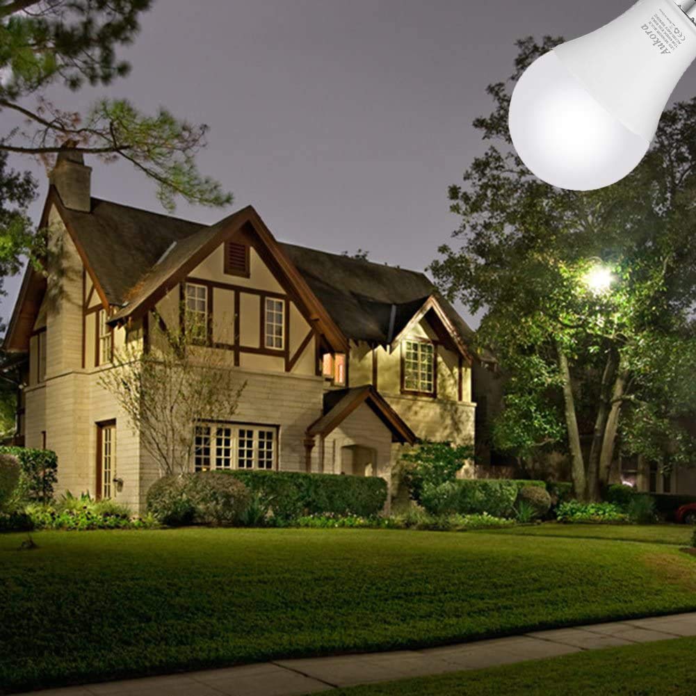Aukora Led Dusk to Dawn Light Bulb 4 Pack, 12W (100-Watt Equivalent 1000lm) Smart Sensor Light Bulbs Indoor E26/E27 6000K Daylight A19 for Porch Yard Garage Garden Patio Outdoor (Cool White)